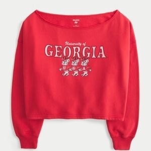 Hollister Red University of Georgia Graphic Cropped Sweatshirt